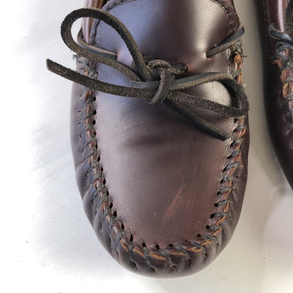 Minnetonka 698 Smooth Leather Driving Moccasin Women's 7.5 Shoes Red Brown READ - Picture 3 of 14